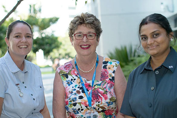 Dr Anita Bamford-Wade with Registered Nurses Rebecca Bennett and Rajalaxmi Subbarayan