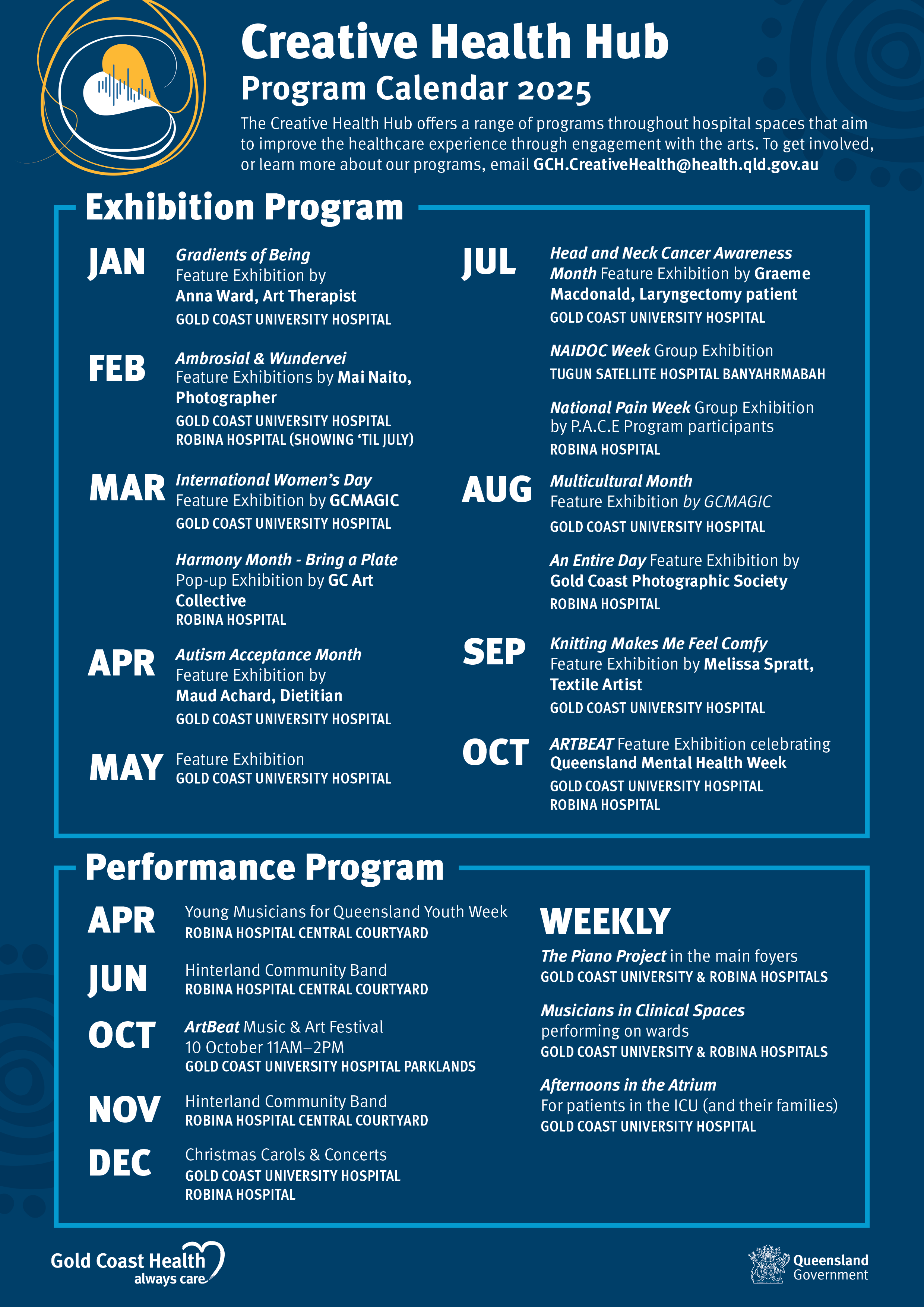 Creative Health Hub Event Calendar