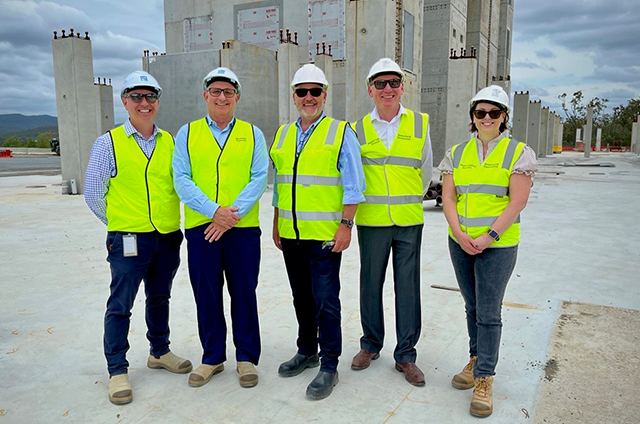 Gold Coast Hospital and Health Service and Health Infrastructure Queensland project teams on site at the foundations of the New Coomera Hospital. 