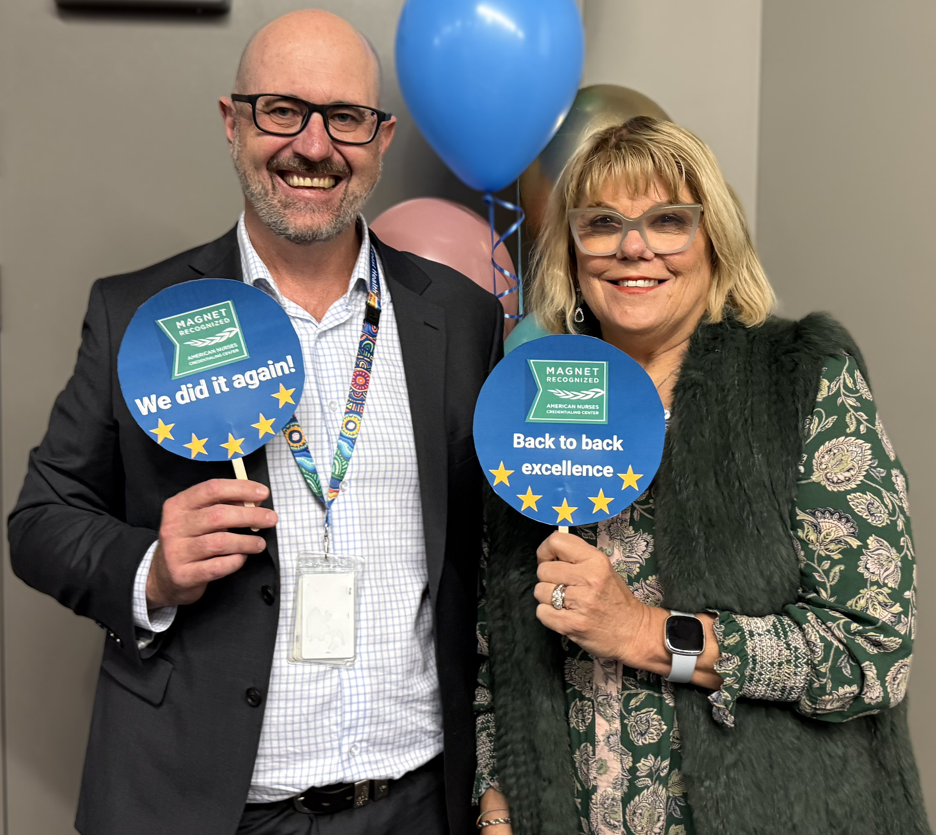 Matthew Lunn and Cindy Shannon celebrate Magnet recognition 