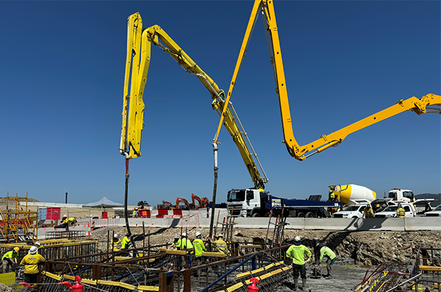 Pictured here is the concrete pour in action at the site of the new Coomera Hospital 