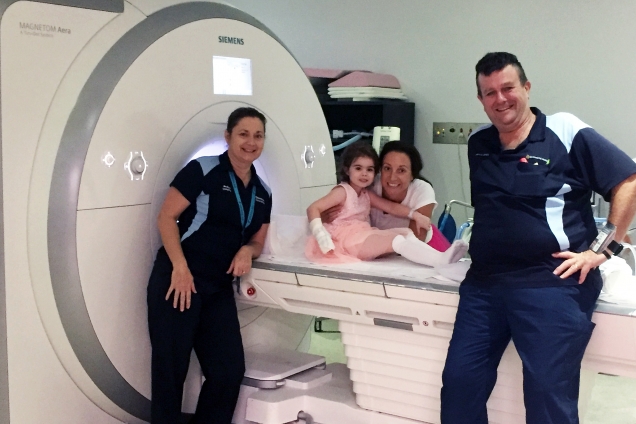 Maddison going into MRI Image of Maddison going into MRI