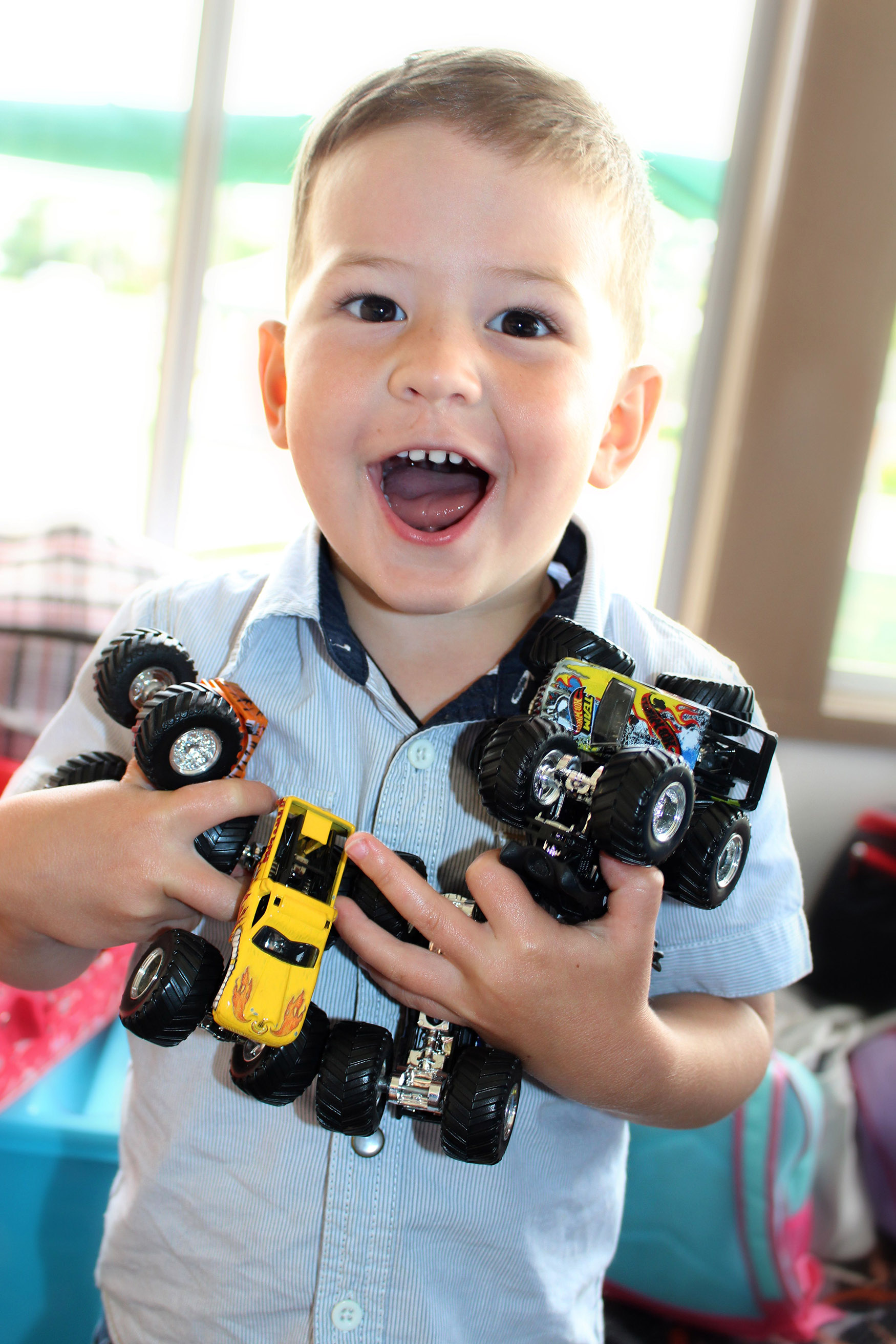 Boy with trucks