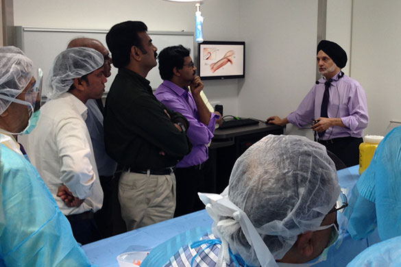 GCUH Orthopaedic Surgeon Prof Randy Bindra has guided 35 Indian doctors through a two-day surgical training workshop.