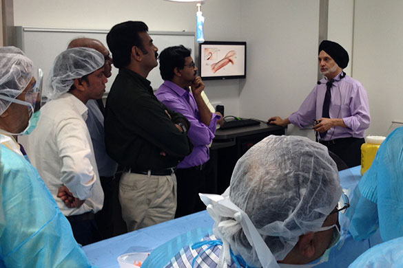 GCUH Orthopaedic Surgeon Prof Randy Bindra has guided 35 Indian doctors through a two-day surgical training workshop. GCUH Orthopaedic Surgeon Prof Randy Bindra has guided 35 Indian doctors through a two-day surgical training workshop.