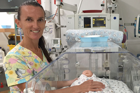 Registered Nurse Melanie Coster enjoys the hands aspects of her work at GCUH’s Neonatal Intensive Care Unit