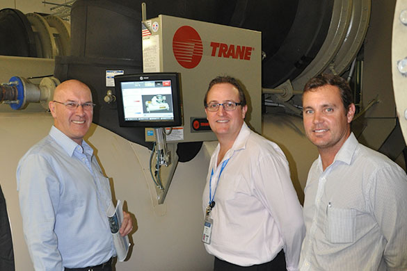 Maintenance co-ordinator Barry Walker (left), Senior Director Infrastructure and Support Services Nigel Hoy and Shane Berryman from Robina Hospital's building and engineering department.